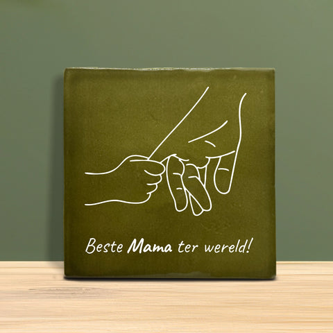Tegeltje met Tekst en figuur - Beste mama ter wereld.