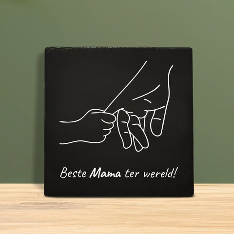 Tegeltje met Tekst en figuur - Beste mama ter wereld.