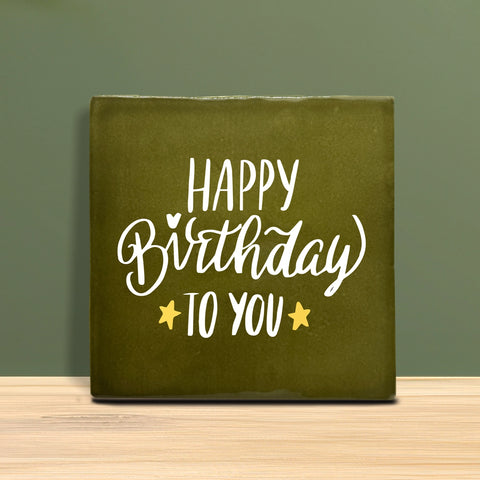 Tegeltje met tekst - Happy birthday.