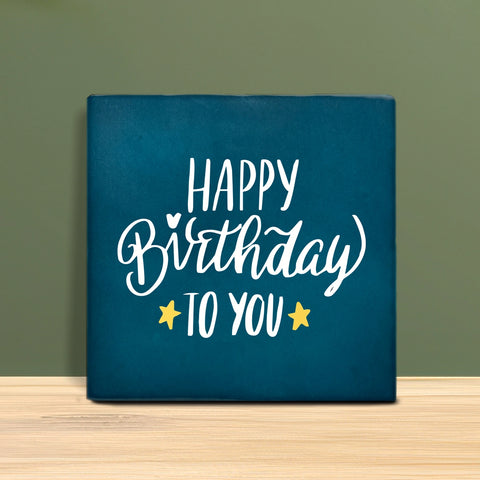 Tegeltje met tekst - Happy birthday.