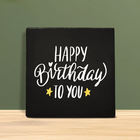 Tegeltje met tekst - Happy birthday.